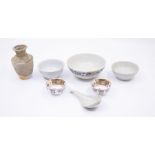 A collection of Tek Sing items with certificates, for four items, including three tea bowls