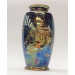 A Carltonware pattern no: 2950 large baluster vase, cobalt blue ground decorated with figures and