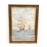 Ernest Stuart (exhibited: 1889-1915) Tall Ships at Sea watercolour, 51 x 35cm signed lower right