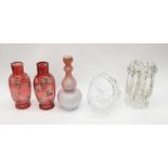 A quantity of glassware to include cranberry glass etc.