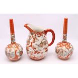 Pair of late 19th Century Japanese Kutani vases and jug