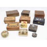 A collection of boxes, mostly wooden, some marine bone effect, trinket, jewellery and music boxes (