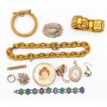 A collection of jewellery to include Victorian style silver locket, cross, along with later items
