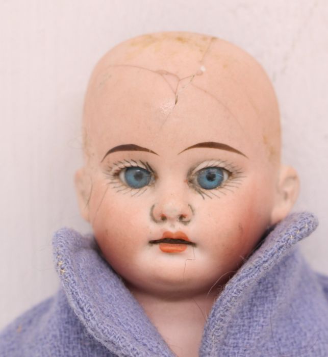 Dolls: A pair of bisque head dolls, kid bodies, fixed eyes, open mouths. Fingers have sustained - Image 2 of 5