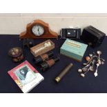 A collectors lot containing vintage cameras including Zeiss, Ikon, Brownie, 19th Century telescope