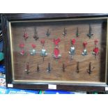 Angling Interest; a display case containing eleven Quill Minnows, one Nevison Bait, plus eleven
