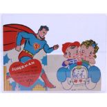 Superman: A Superman Valentines card, 'What Superman does I don't want to do - He travels alone - I