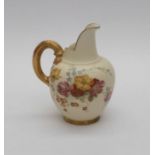 A Royal Worcester hand-painted blush ivory jug. Condition: good. Total height: 5 inches