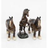 Two large Beswick shire horses, along with another Beswick horse in good condition