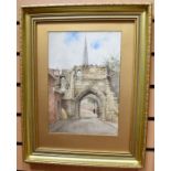 A H Findley, British School, watercolour of Rupert's Gateway, Leicester, 31 x 22cm, signed l r, in