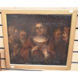 A 19th Century oil on board of a religious scene, in gilt frame, 48 x 43cms approx