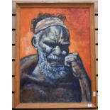 Mid 20th Century oil on board of Australian Aborigine BinjiBinji, by Frederick Towers, provenance to