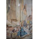 W Cecil Grovely, British School, watercolour of a street procession, 48 x 32cm, signed l l