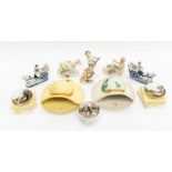 Early 20th Century German figurines of putties and cherubs, 1950's wall string holders in the