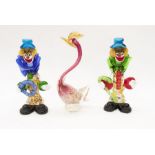 Two 1960/70's Murano glass clowns along with a glass swan
