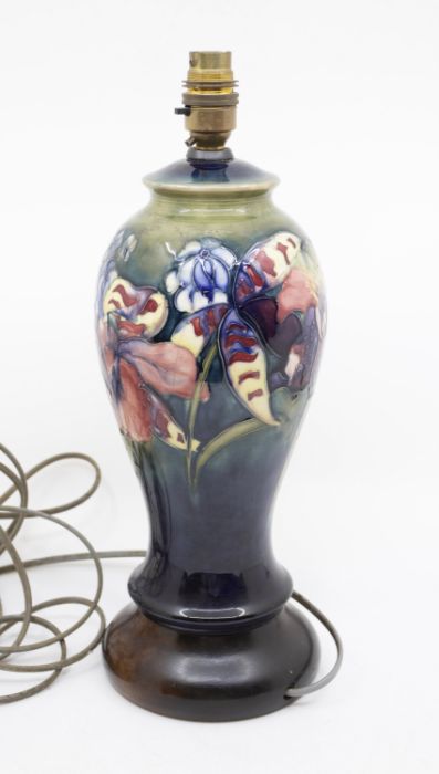 A mid 20th Century Moorcroft vase, converted to a lamp does have a hairline crack to body - Image 2 of 3