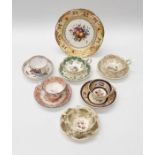 Late collection of early to mid 19th Century hand painted cups, saucers, coffee cans, saucers, along