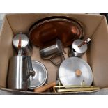 A collection of vintage Prestige tea wares including stainless steel, copper, lanterns, 19th Century