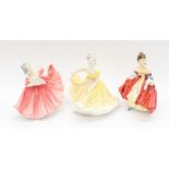 Three Royal Doulton lady figures of Ninette, Elaine and Southern Belle