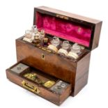 Medical interest; an early 19th Century rosewood apothecary box, brass handles, the hinged cover