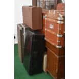 Collection of trunks and cases including two wooden and one metal example