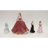 A collection of Coalport lady figurines including Ruby with box and certificate, along with three
