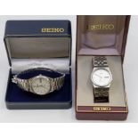 A collection of two gents  Seiko wristwatches, comprising a  Seiko steel cased quartz bracelet watch