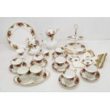 A collection of Royal Albert Old Country Roses pattern tea and coffee service including six cups and