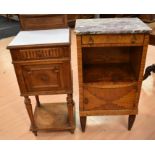 A 19th Century Continental mahogany pot cupboard with opaque top, along with another Continental