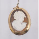 A Victorian shell cameo brooch/pendant, carved depicting a profile of a female, approx 3.5cm x 2.