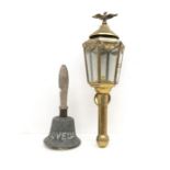 A Victorian gilt metal wall light in the form of a Carriage lamp, surmounted by a flying Eagle,