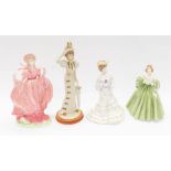 Three Coalport lady figures including Rosalie, Louisa at Ascot, Kelly and another figure