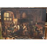 A 20th Century Italian School, oil on canvas of a tavern scene, Scena, by artist Silver, 70 x 100cms