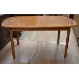 Early 21st Century teak effect dining table and four matching dining chairs