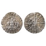 Edward III halfgroat, Treaty period, 1351-61 AD. Silver 22mm, 2.3g. Crowned facing bust, annulet