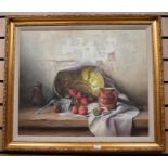 Robert Chailloux (1913-2006), still life of strawberries, oil on canvas, signed bottom left, 52 x