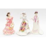 Two Royal Doulton lady figurines, including Amy, Stephanie, and a Fenton lady figure of Jessica