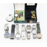 A collection of ladies and gents dress watches to include a ladies cased Gucci watch gold plated
