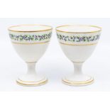 A pair of late 18th Century Derby porcelain goblets / cup shape vases, the upper sections painted