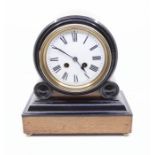 Edwardian French mantel clock with two-train sprung movement chiming on a gong. 5" enamel dial,