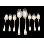 A collection of silver flatware to include: set of six Irish fiddle pattern teaspoons, hallmarked by