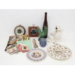 A collection of 19th Century Staffordshire figures, bottles, early 20th Century figures, jugs, other