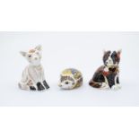 Royal Crown Derby Calico Kitten and Bluebell hedghog and fox (3)