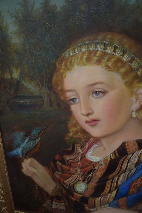 A late 19th Century Art Nouveau oil on board, signed and dated 1876 to bottom left, a young lady - Image 3 of 3