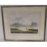 Donald Chatfield  (British School 1933-2007) watercolour of a fly fisherman, signed l r, 30 x