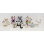 Royal Doulton figures Darby and Joan; The Paisley Shawl; Pantalettes; Continental figure; Yardley