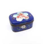 An early 20th Century Japanese cloisonne, ginbari enamel box and cover, blue ground, the cover