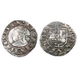 Elizabeth I silver halfgroat.  Sixth Issue, 1582-1600 AD. Silver, 19mm, 1.0g. Crowned bust left, two