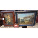 A 19th Century oils, prints, watercolours, Chinese girl, churches, places and young children