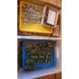 A large crate of mixed models with 2 small boxes of Canadian ww2 tanks and mixed Lamming Bowmen